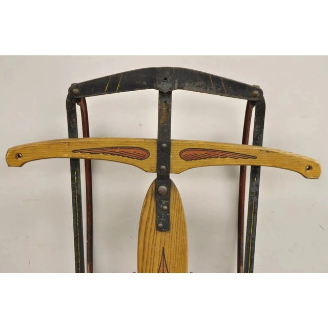 Mid-Century Modern Vintage Flexible Flyer Airline Racer No 60 Wooden Sled Planet Jr Usa For Sale - Image 3 of 10