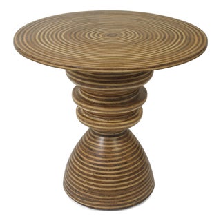 Rattan and Coconut Twig Cobo Side Table, Light and Medium Brown - Showtime by Oggetti For Sale