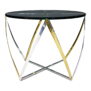 Attributed to John Vesey Brass and Brushed Aluminum Table 1970s, Glass Top