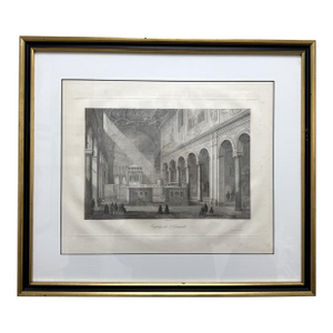 19th Century Engraving of the Interior of the Basilica of San Clemente in Rome