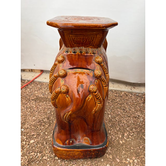 Mid 20th Century Mid 20th Century Burnt Umber Elephant Garden Stool/Plant Stand For Sale - Image 5 of 5