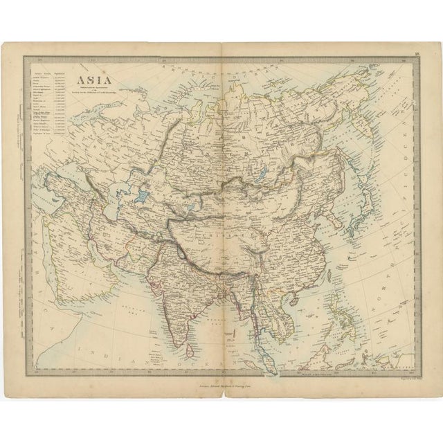 Antique Map of Asia with Population Table of the Asiatic States, 1858 For Sale - Image 3 of 9