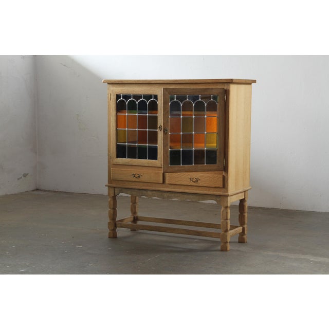 Mid-Century Modern Danish Modern Oak Cabinet with Glass by Henning Kjærnulf for Hm Møbler, 1994 For Sale - Image 3 of 18