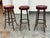 Mid 20th Century Burgundy Vinyl + Metal Bar Stools, Set of Three For Sale In San Francisco - Image 6 of 12
