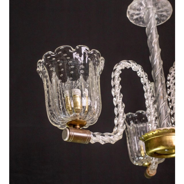 Metal Ercole Barovier Art Deco Chandelier, "Bullicante" Glass Murano, 1940s For Sale - Image 7 of 11