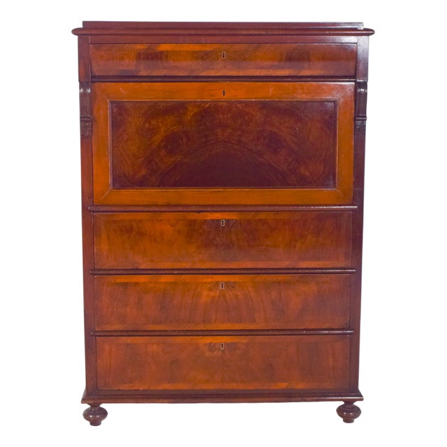 Antique Abattant Cabinet with Large Drawers, 1890s For Sale