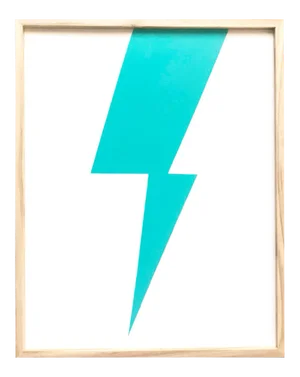 Max & Alma Wolf "Teal Lightning" Acrylic Painting