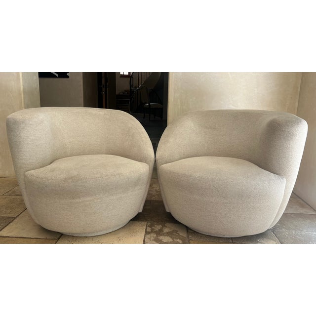 White Nautilus Swivel Chairs, C. 1980's- Set of 2 For Sale - Image 8 of 16