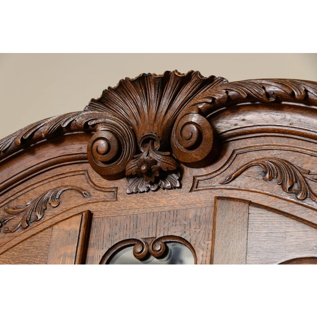 Wood French Oak Buffet Base With Glass Door Cabinet Above For Sale - Image 7 of 8