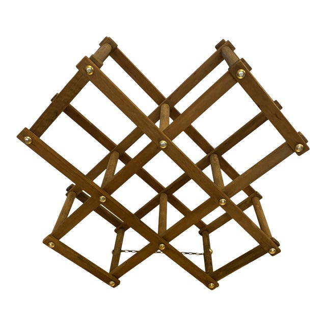 1970s Petite Mid-Century Modern Wooden Folding Wine Rack For Sale