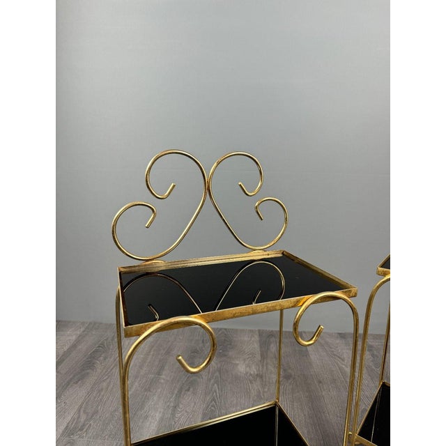 Vintage Side Tables in Gilt Metal with Glazed Ceramic Tops, 1960s, Set of 2 For Sale - Image 3 of 12