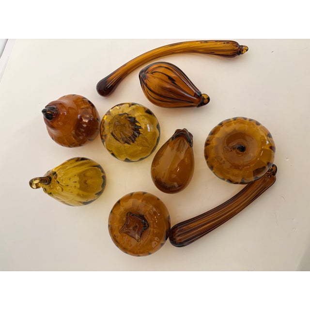 9 piece set of Murano hand blown amber glass vegetables would look great for a holiday setting, espically in a horn of...