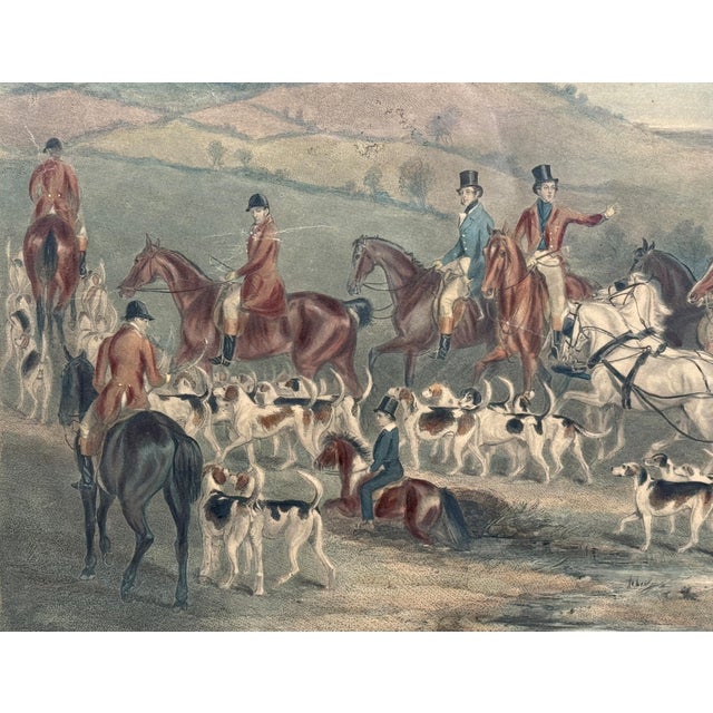 English Antique Hand-Colored Fox Hunting Engraving “The Meet at Melton” After F. Grant For Sale - Image 3 of 11