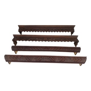 Antique Neo-Renaissance Wooden Curtain Rod Covers, 1890s, Set of 4 For Sale