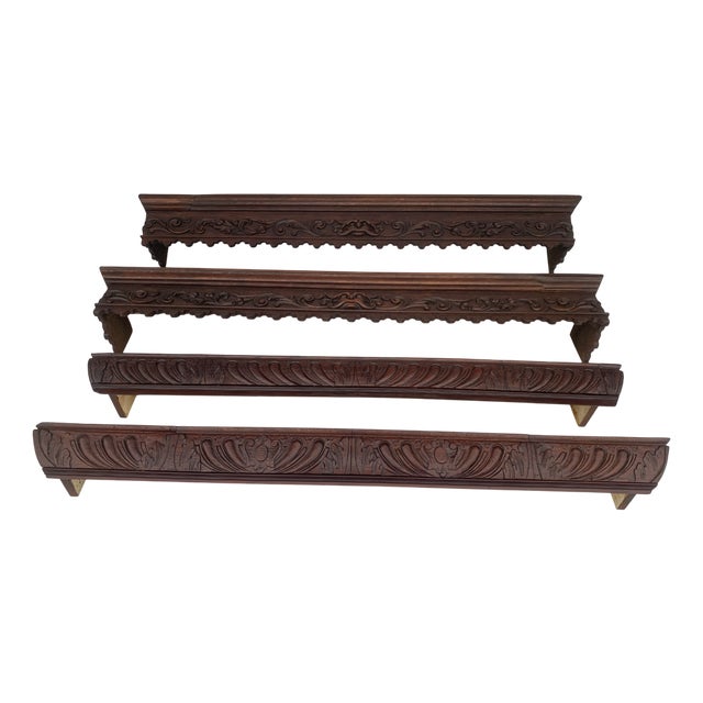 Antique Neo-Renaissance Wooden Curtain Rod Covers, 1890s, Set of 4 For Sale