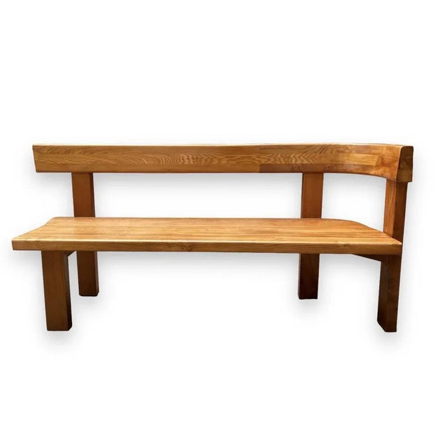 Wood Elm Model S35 Bench by Pierre Chapo For Sale - Image 7 of 7