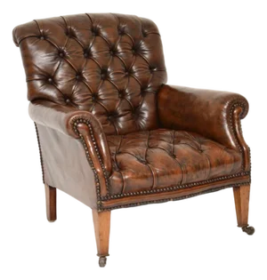 Antique Edwardian Leather Armchair, 1890s