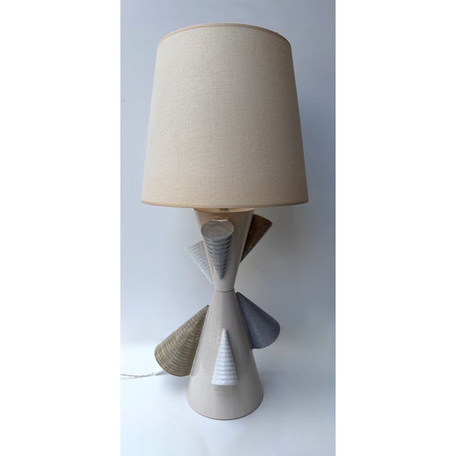 Contemporary Pair of Ceramic Cone Lamps by Antonio Cagianelli, Italy For Sale - Image 4 of 14
