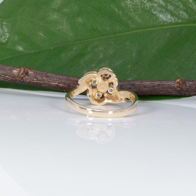 Purple 1.1Ct Purple Garnet Estate Ring With Natural Diamond: Solid 14k Gold, Size 6.75 For Sale - Image 8 of 9