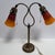 Art Nouveau Antique Art Nouveau 2 Light Table Lamp Floral Base Orange Glass 21” W -Works For Sale - Image 3 of 9