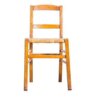 French Farmhouse Dining Chairs with Woven Seats, 1950s, Set of 4 For Sale