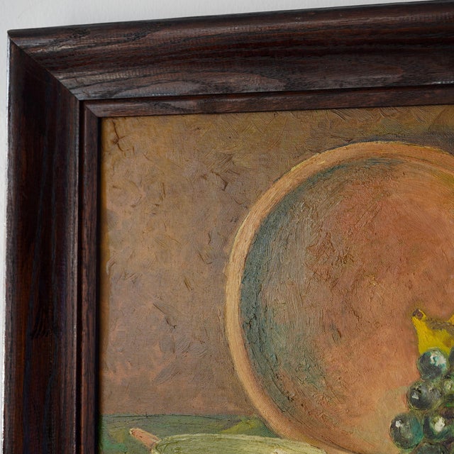 Wood 20th Century Vintage Primitive Still Life – Oil on Board For Sale - Image 7 of 13