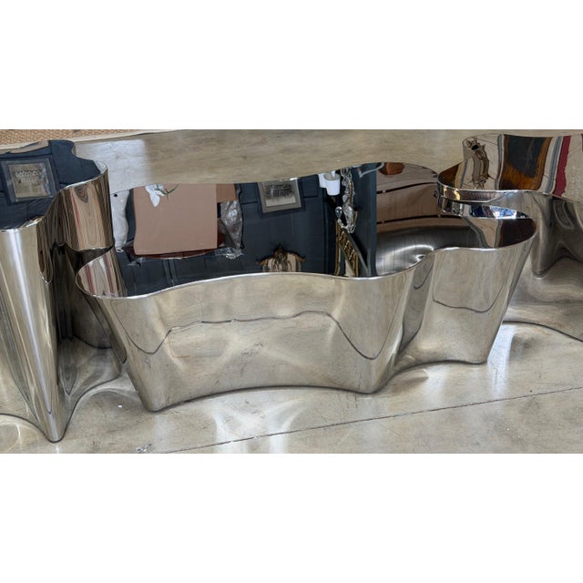 Three-Piece Biomorphic Polished Stainless Steel Coffee Table, Early 2000s For Sale - Image 14 of 18