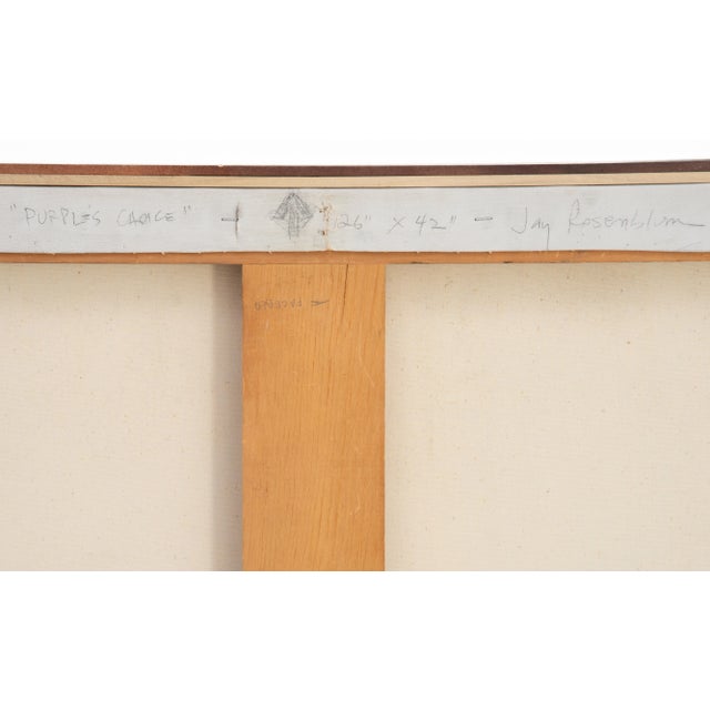 Jay Rosenblum Purple's Choice 42" X 26" Acrylic Painting Visual Stripe Motif Hard-Edge Flat Curtain Forms 1970 For Sale - Image 11 of 12