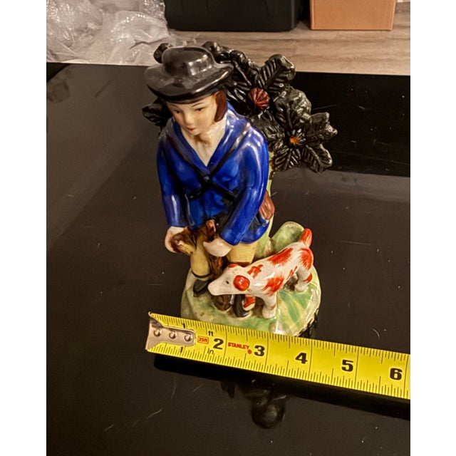 1910s Rare Antique Staffordshire Victorian Figure of ‘The Hunter’ and His Dog Hunting For Sale - Image 5 of 8