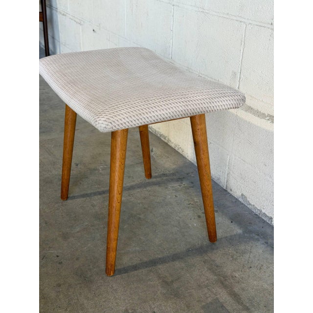 Vintage Danish Mid Century Modern Teak Vanity Stool Ottoman For Sale - Image 9 of 9