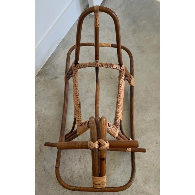 Wood 1960s Bent Bamboo & Rattan Rocking Horse Attributed to Franco Albini For Sale - Image 7 of 11