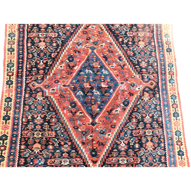 1940s Antique Persian Bijar Flatwoven Kilim. 3'3"x 4'9" For Sale - Image 5 of 10
