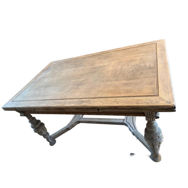 Early 20th Century Jacobean Bleached Wood Antique Extendable Dining Table For Sale - Image 5 of 9