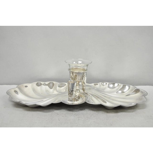 Traditional Vintage Sheffield Silver Plated Clam Shell Shrimp Cocktail Serving Platter Tray For Sale - Image 3 of 12