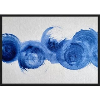 "Blue Whirls" Contemporary Original Abstract Print by KR Moehr, Framed For Sale