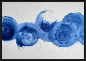 "Blue Whirls" Contemporary Original Abstract Print by KR Moehr, Framed