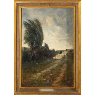 Joaquim Lopes, Landscape with Shepherds and Flock, Oil on Canvas, Framed For Sale