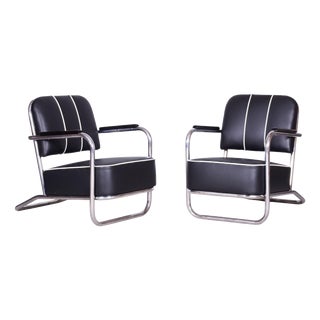 Bauhaus Chairs in Leather from Mücke-Melder, Czech, 1930s, Set of 2 For Sale