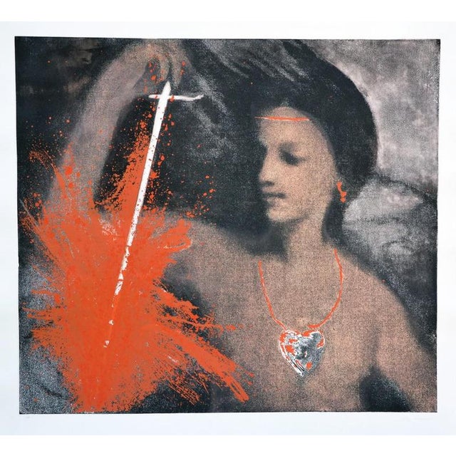 Omar Galliani Color aquatint and hand-touched on Magnani Pescia 30/30 paper Fendente, 1986 100 x 110 cm Signed and...