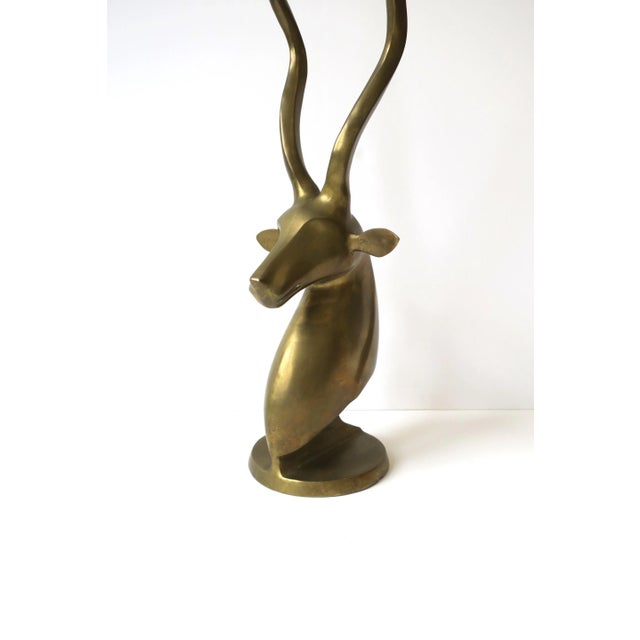 Brass Gazelle Antelope Animal Sculpture Decorative Object, Tall For Sale - Image 10 of 13