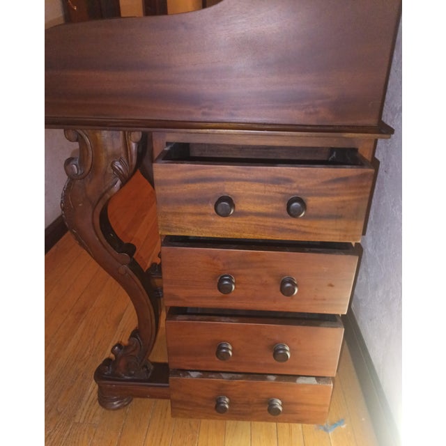 Gillows of Lancaster Beautiful Antique Mechanical Davenport Writing Desk With Drawers, a Pop Up Top, and Hidden Compartments. For Sale - Image 4 of 6