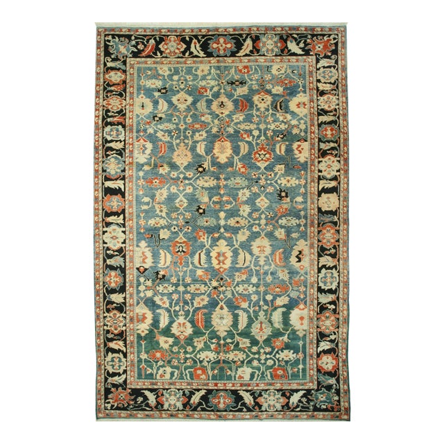 Refined Chic Green Hand-Knotted Wool Rug Carpet With Allover Lattice Design For Sale