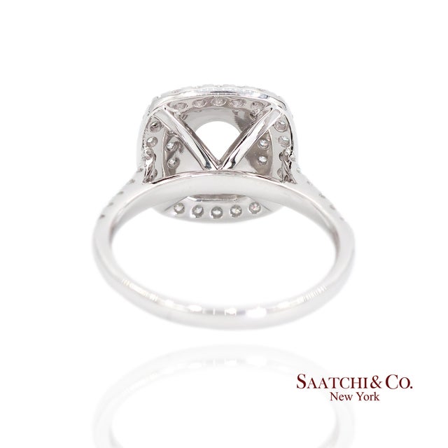 Platinum 950 Natural Brilliant Diamond Semi Mount Ring Size 6.5 For Sale In New York - Image 6 of 9