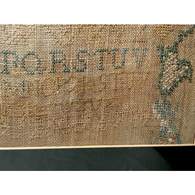 American Large Antique Early 19th Century Handmade Embroidered Needlepoint Sampler Art For Sale - Image 3 of 8