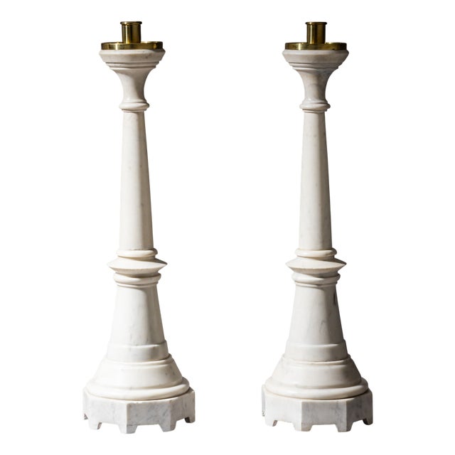 Marble Candlesticks, 1800s, Set of 2 For Sale