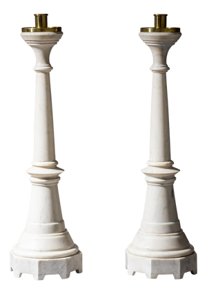 Marble Candlesticks, 1800s, Set of 2