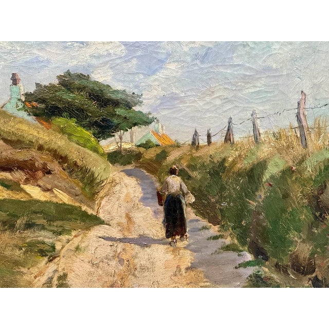 Female Figure, Path Through the Dunes, Returning from Fishing, 1890s-1910s, Oil on Canvas For Sale - Image 8 of 12