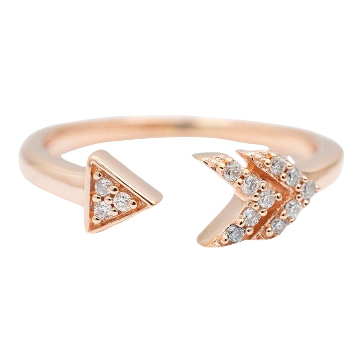 Ladies 10K Rose Gold Arrow Deconstructed Pave Diamond Cocktail Ring ...