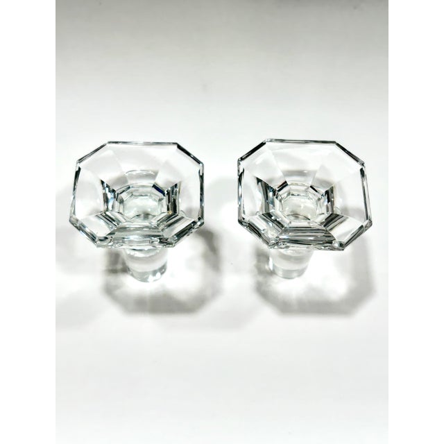Vintage Cut Crystal Square Decanters With Octagonal Stoppers - a Pair For Sale In Los Angeles - Image 6 of 9