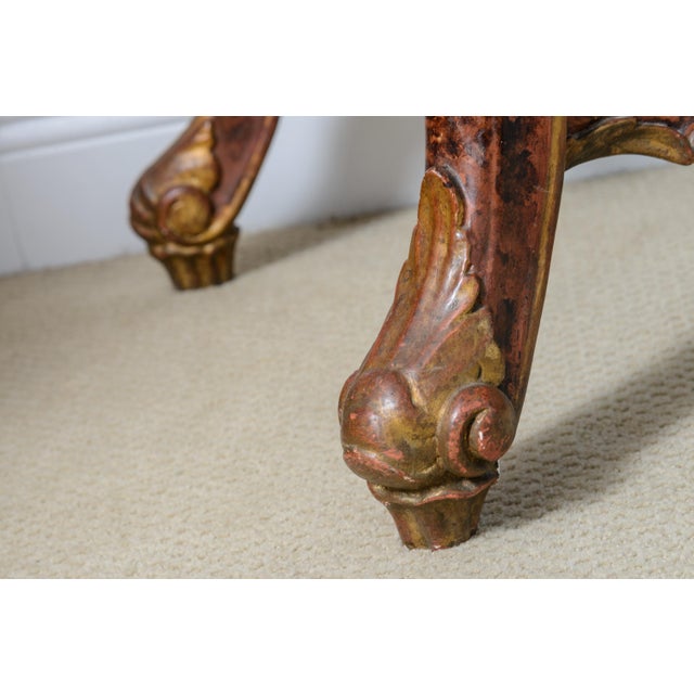 Italian Baroque Style Gilt Wood Console Table Faux Tortoiseshell For Sale In West Palm - Image 6 of 12